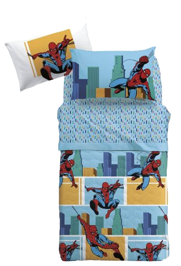 a Una Piazza Blu Marvel Spiderman Completo Letto Cotone 